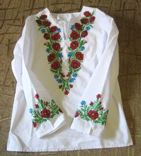 Hand Embroidered Ukrainian white blouse Vyshyvanka for women Size S