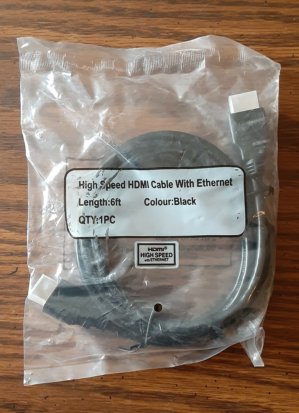 HDMI Cable 6ft High Speed Ethernet Gold Plated Black Type A to A-image