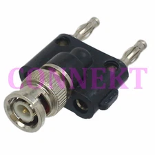 BNC male plug to two dual Banana plug RF adapter connector