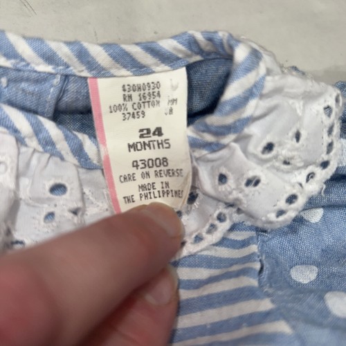 Mameluco Burbuja Azul Vintage Sin Marca Una Pieza 24 Meses Cinta de Encaje Rosebuds - Imagen 8 de 11