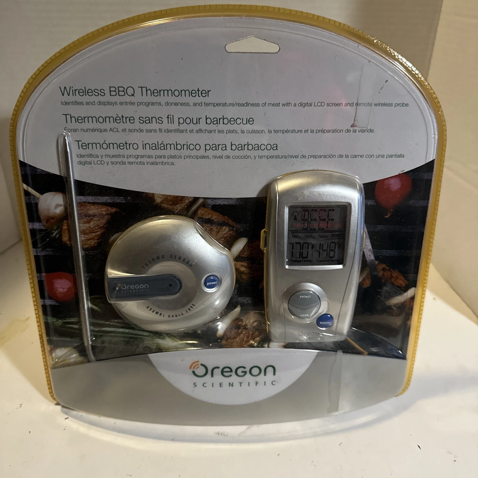 Oregon Scientific AW129 Wireless BBQ Thermometer LCD Remote Programmable