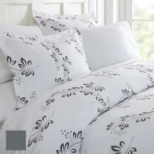 Kaycie Gray Fashion Premium Ultra Soft 3 Piece Simple Vine Print Duvet Cover Set