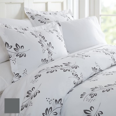 Kaycie Gray Fashion Premium Ultra Soft 3 Piece Simple Vine Print Duvet Cover Set