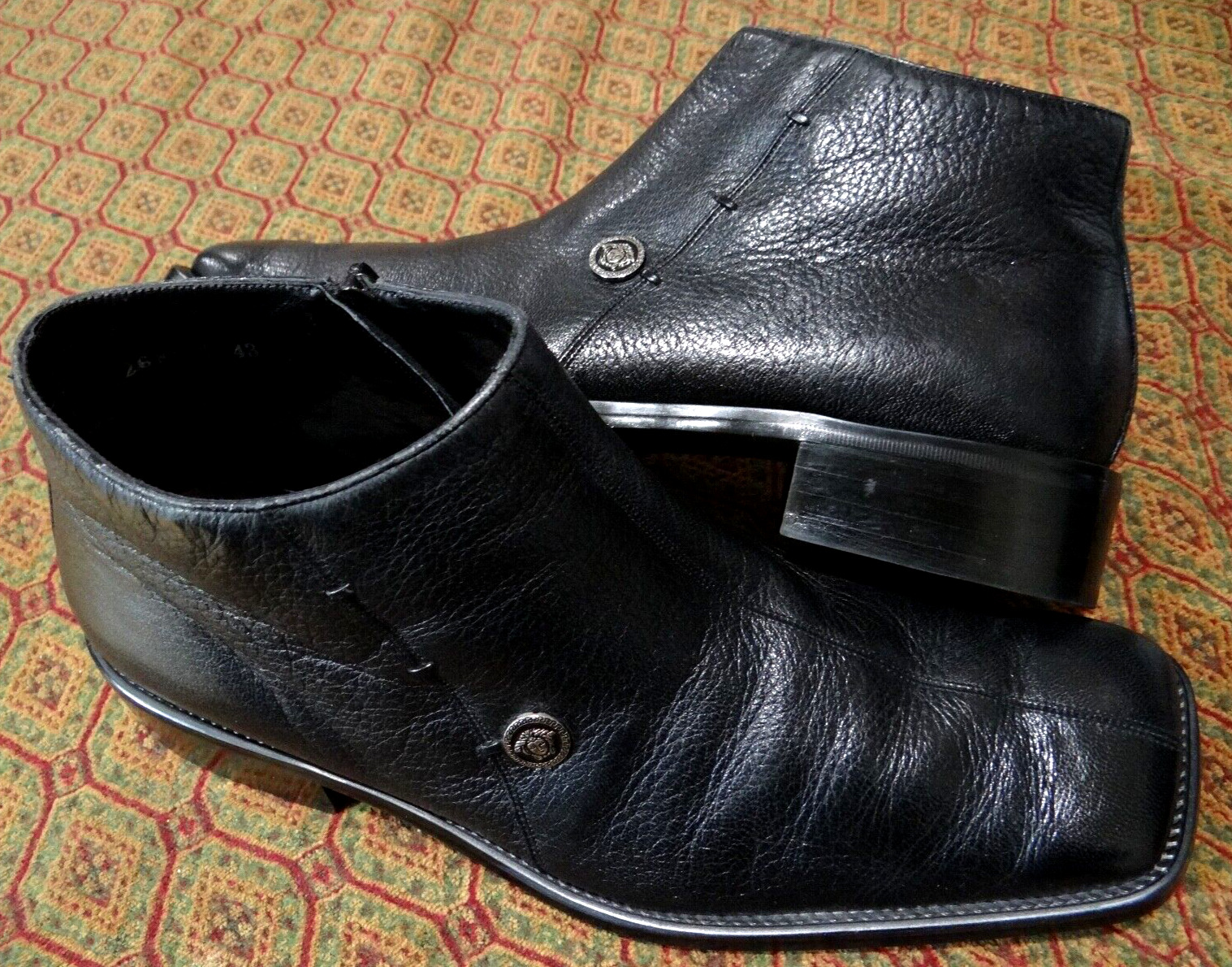 Versace Men's Boots Square Toe Medusa Black Leatg… - image 2
