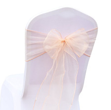 50 Peach Organza Chair Sashes Birthday Wedding Banquet Party Home Bar Decoration