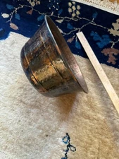 Antique / Vintage Hand Hammered Lacquered Copper Planter Pot 10.5"D x5"H