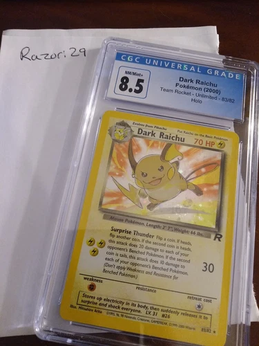 CGC 8.5 NM Mint Dark Raichu 83/82 Team Rocket Holo POKEMON TCG