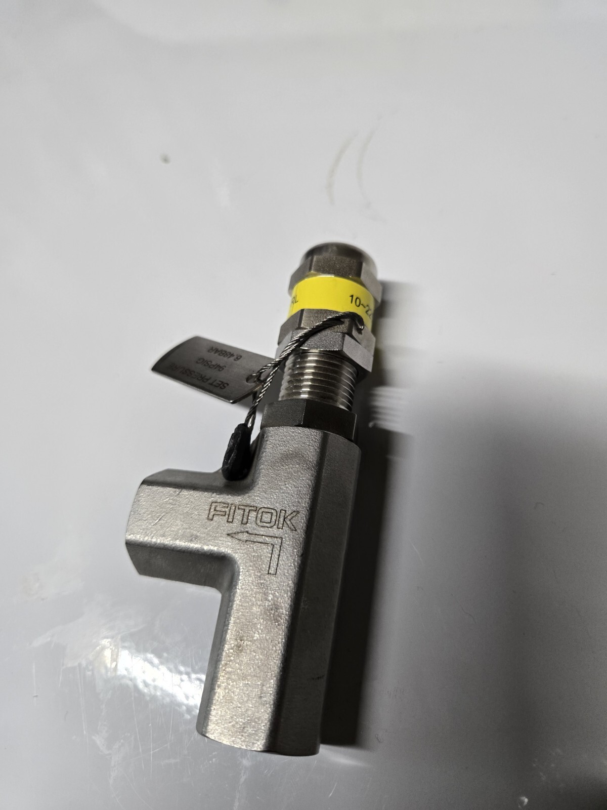 Fitok Pressure Relief Valve 10-225 PSIG  1/4" NPT  316 SS (Set At 94 Psi)