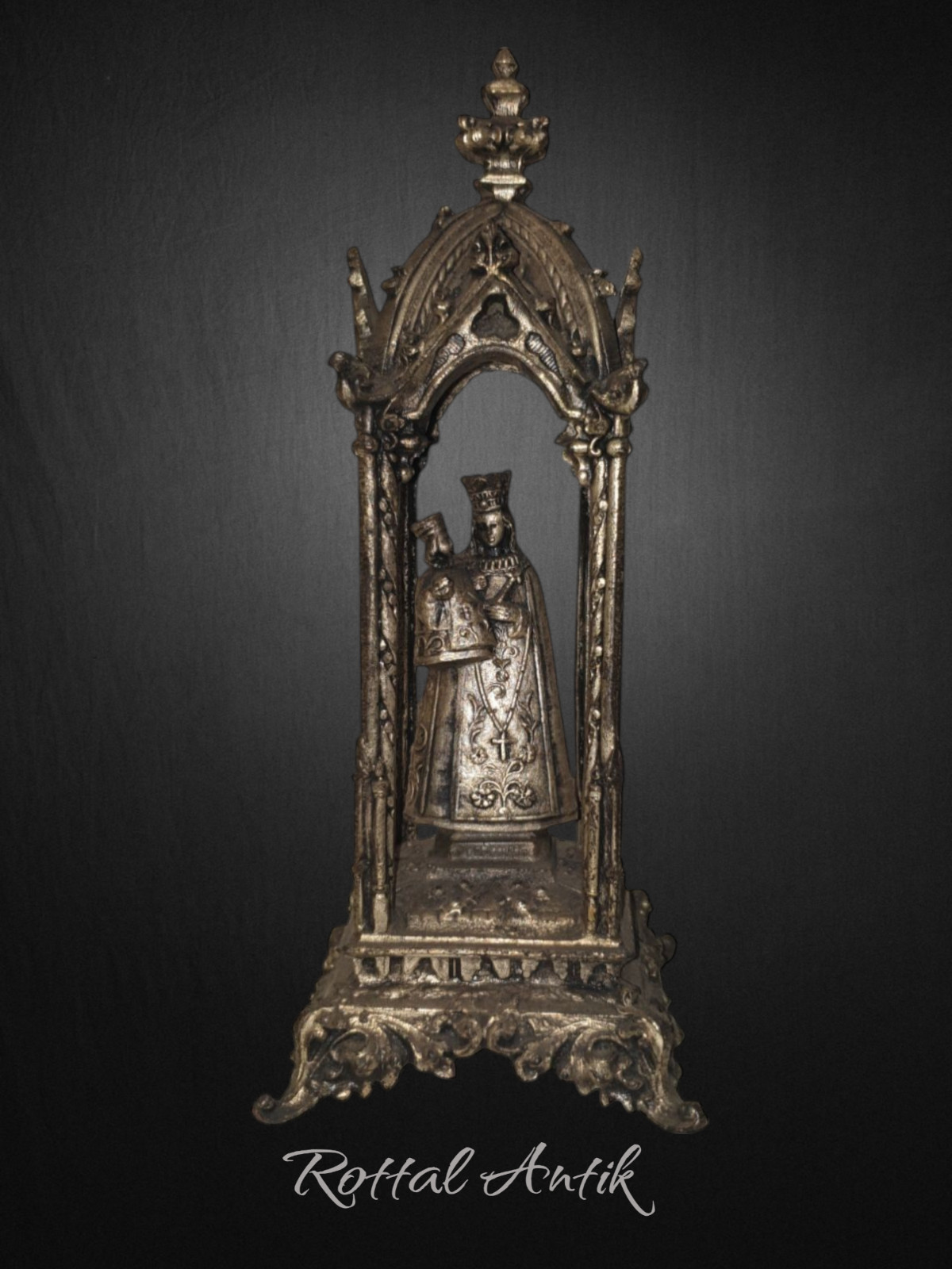252254 selten antiker neugotischer Altar "Madonna von Altötting" Gnadenkapelle