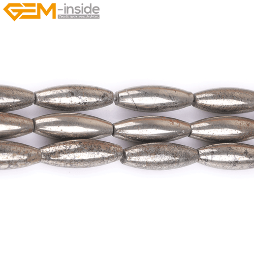 Natural Gray Pyrite Gemstone Loose Beads Olivary For Jewelry Making Strand 15"GI - Picture 39 of 39