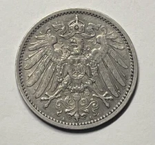 1908-A, ONE MARK, GERMANY COIN, FREE SHIPPING