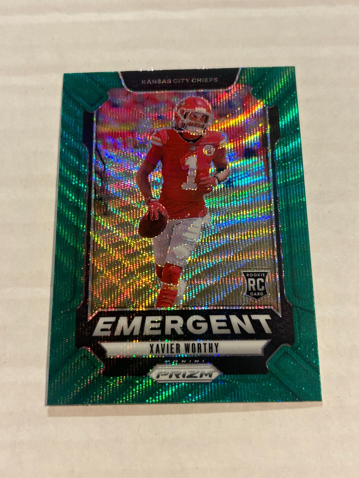 2024 PANINI PRIZM XAVIER WORTHY EMERGENT #7 GREEN WAVE ROOKIE CHIEFS SP