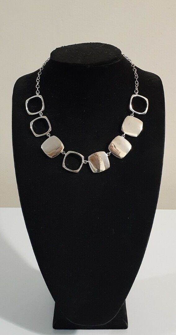 Womens Statement 925 Sterling Silver Bib Necklace - image 1