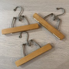 Lot of 9 Wooden/Metal Clamp-Style Skirt/Kids Hangers, 1950-70 s PO-VG