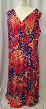 Joanna Hope Maxi Summer Dress UK26 Sleevless Red Abstract Jersey Holiday E5064