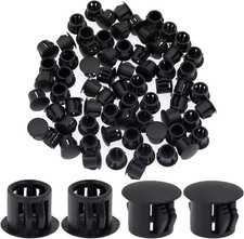 60PCS 10Mm 3/8" Black Hole Plugs Plastic Flush Type Hole Plugs Snap in Locking