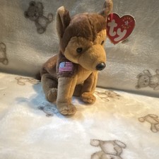 Ty Beanie Babies Plush Dog American Flag Patch Heart Tag Ages 3 3-4 8-11 Years