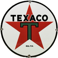 Vintage Texaco Motor Oil Porcelain Sign Texas Gasoline Gas Station Pump Plate