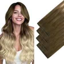 GOO GOO Invisi Edge Wide Tape in Hair Extensions, 3/8/613 Walnut Brown to Ash Br