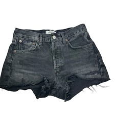 Agolde Parker Vintage Cutoff Shorts Size 24 Black Washed Denim Button Fly Cotton