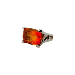 Authentic Lab Grow Beautiful Fire Opal Ring 925 Sterling Silver, White Gold Plated Ring