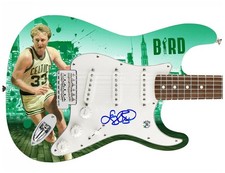 Larry Bird Signed 1/1 Boston Celtics HOF Graphics Guitar Bird Holo