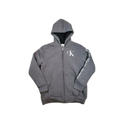 Calvin Klein Full Zip Hoodie Faux Fur Lined Boy's Size L Gray NWT CKFHB13F-097