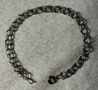 Vintage Sterling Silver Charm Bracelet Double  curb Link Chain Ring Clasp 8”