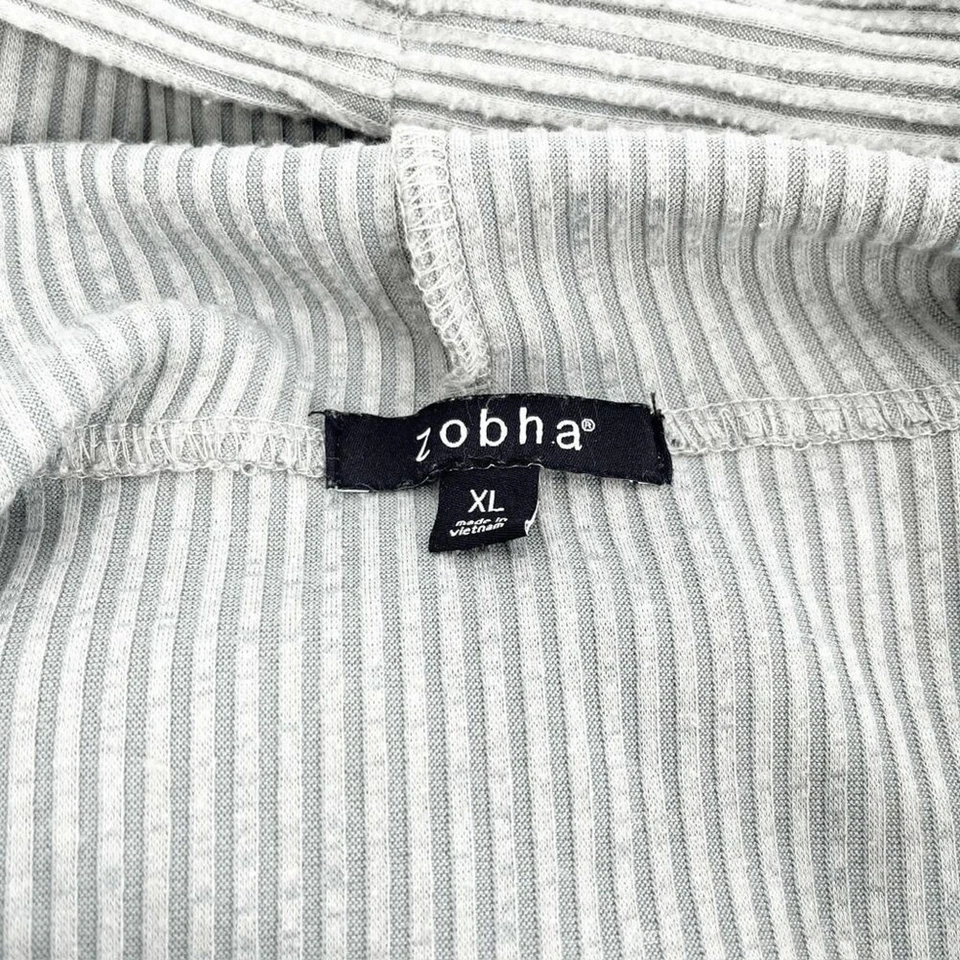 Zobha Womens Jessi Ribbed Hoodie Size XL Green Cropped Pullover Oversized - Image 4 of 4