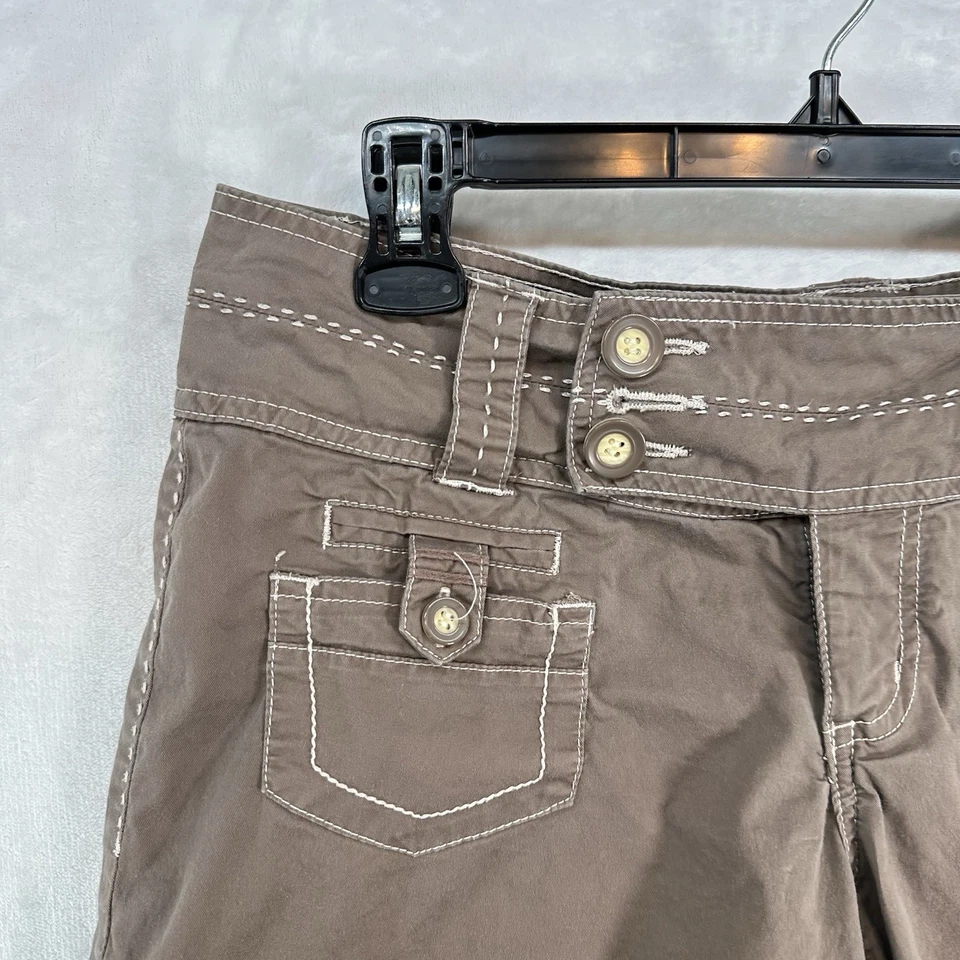 Pantalones Cortos Vintage Jolt Juniors 11 Taupe Lados de Corbata Y2K Gorpcore Tiro Bajo 32" Cintura Foto 2 de 4