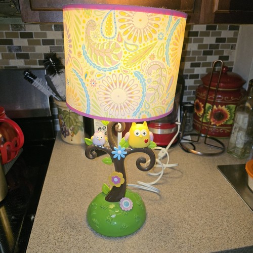 Lambs & Ivy Dena Happi Tree Owl Baby Nursery Lamp Girls Room Pink Paisley