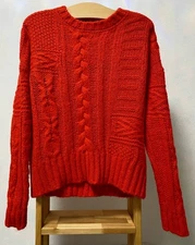 Essentiel Antwerp Mohair Blend Cable Knit Sweater Red XS Made in Italy