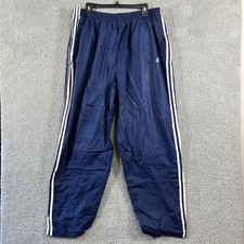 Adidas Team Vintage Navy Blue Breakaway Snap Track Pants Mens 2XL 3-Stripe Nylon