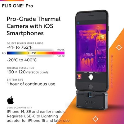 FLIR ONE Pro (160x120) Thermal Imaging Camera for iOS 435 FLIR ONE Pro (160x120) Thermal Imaging Camera for iOS 435