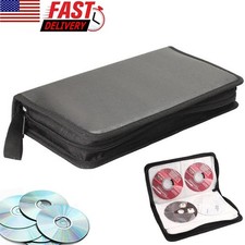 80 Disc Storage Wallet for CD DVD Media with Zipper Faux Leather Carrying Case