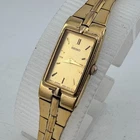Vintage Seiko Quartz Watch 2E20-0AY0 Women Gold Tone Rectangle New Battery 6.5"