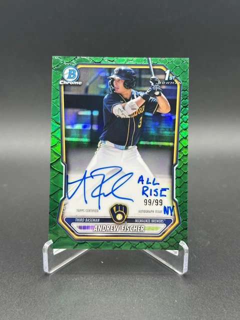 2026 Bowman 1st ANDREW FISCHER Green Reptilian Auto /99 Brewers! Inscription
