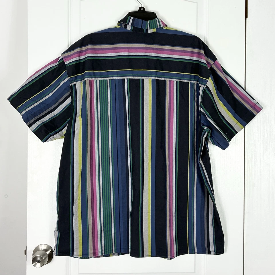 Nueva sin etiquetas Camisa Scotch & Soda Multicolor a Rayas Botones XL Manga Corta Algodón Vacay Foto 2 de 4