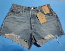 Levi's 501 Womens Jean Shorts Lightweight Size 29 High Rise Distressed Cut Off