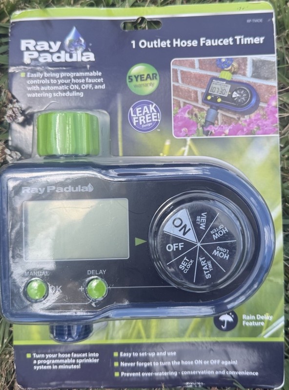 Ray Padula RP-TMOE Digital 1-Outlet Hose Faucet Timer Rain Delay Leak Free