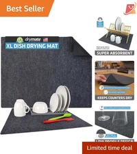 XL Dish Drying Mat Polyester 19x24 Water-Resistant Quick Dry Countertop Cover