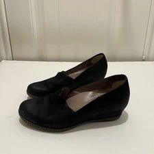 Dansko Womens Liliana Clog Size 38 7.5 Black Nubuck Low Wedge Slip On Work Shoe