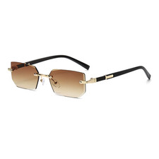 Trendy Rimless Sunglasses for Men Women Fashion Frameless Rectangle Sun Glasses 