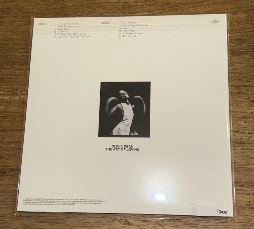 Olivia Dean The Art Of Caring Blood Records Pink & White Vinyl Numbered & Signed - Image 4 of 4