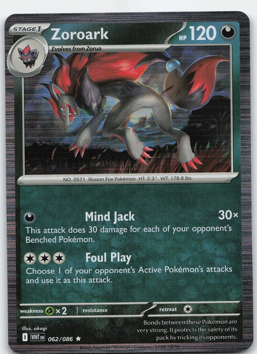 Zoroark 062/086 Rare Holo SV: White Flare NM Pokémon | eBay