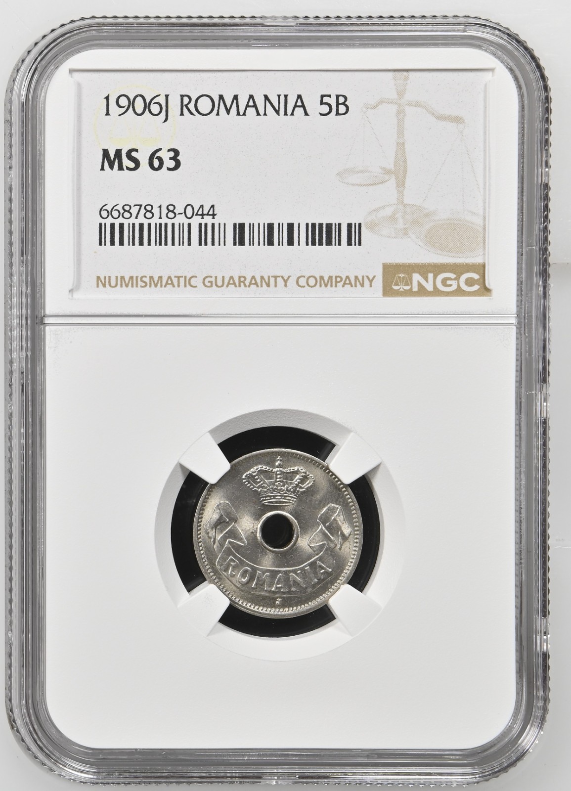 Romania 5 Bani 1906J NGC MS 63