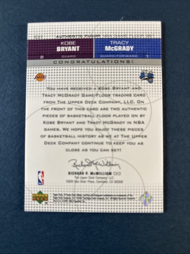 2000-01 SP Game Floor Edition - Authentic Floor Combo Kobe Bryant Tracy McGrady - Picture 6 of 10