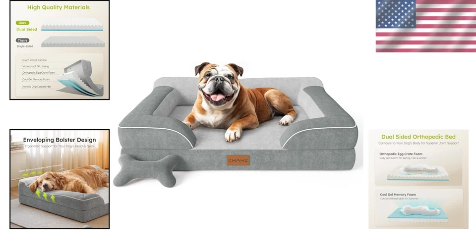 Gel de enfriamiento ortopédico de espuma viscoelástica impermeable lavable para cama de perro grande Foto 2 de 4
