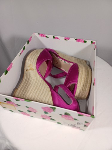 Betsey Johnson Shoes Womens Size 8.5 Tanisha Platform Wedge Espadrille Satin - Picture 2 of 9