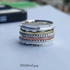 Hammered Spinner Ring, Silver With Copper Brass Spinner Ring, Fidget ,  All Size